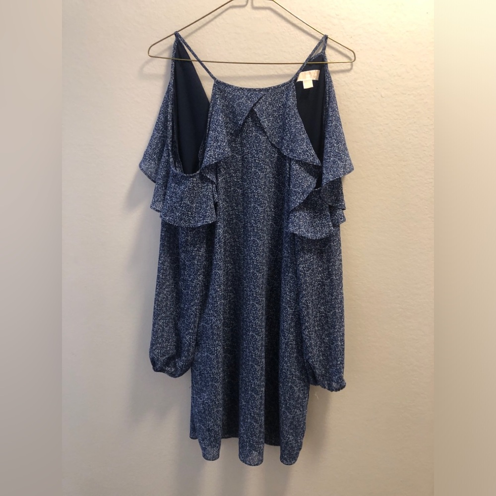 Michael Kors Women Blue Floral Off the Shoulder Blouse Size Small.